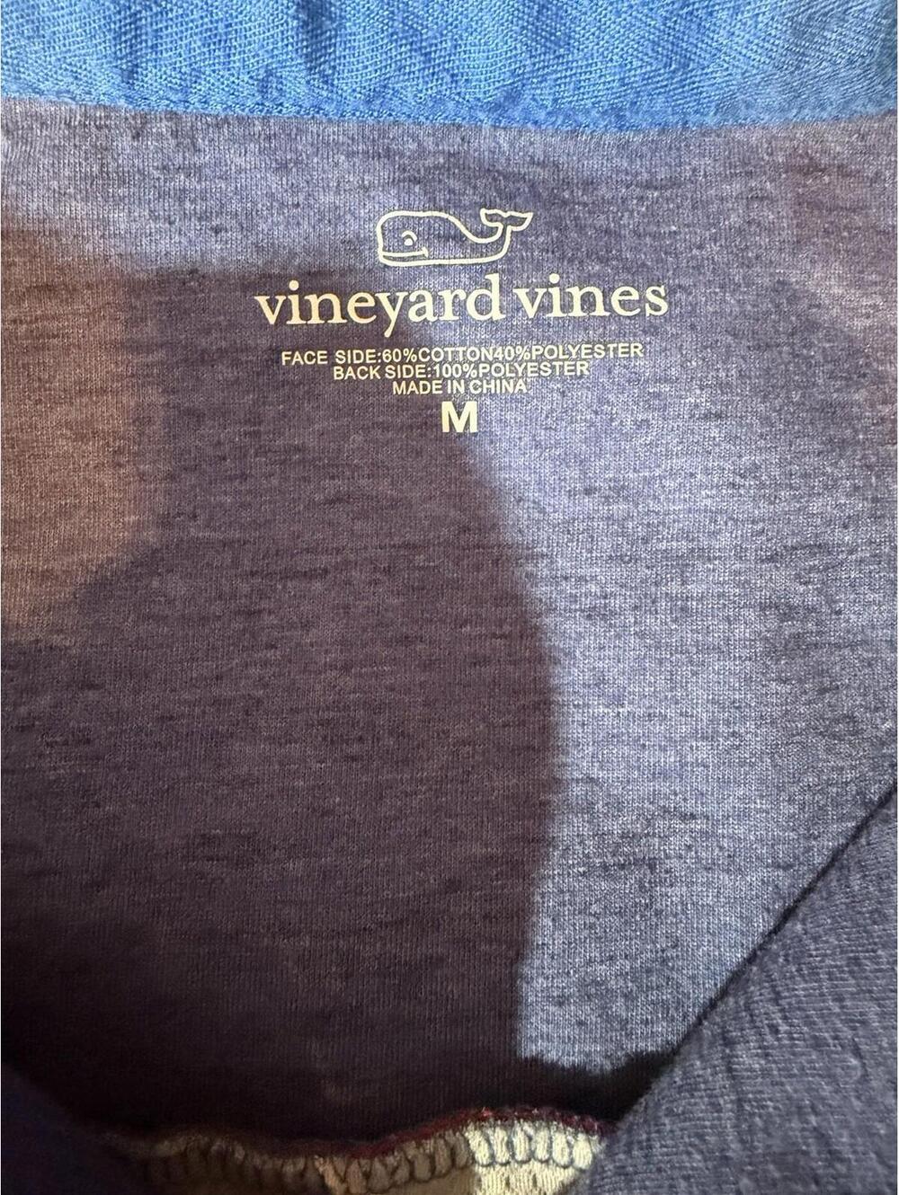 Vineyard Vines 1/4 Zip Mens Medium Blue Coastal Casual Preppy Yacht Club - Picture 6 of 10